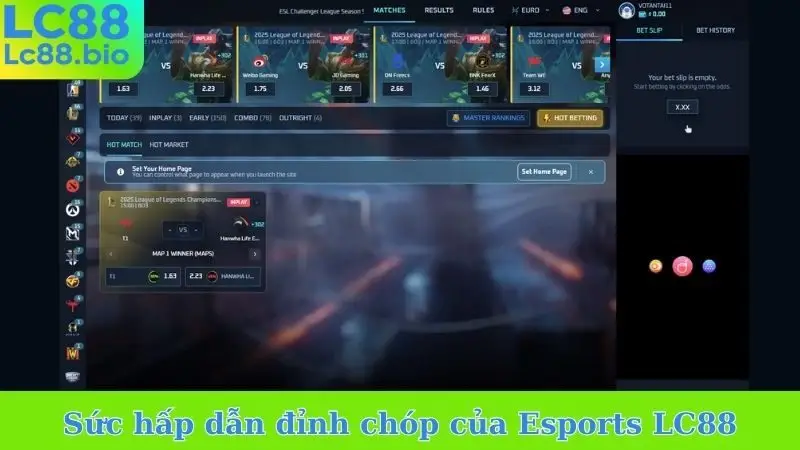 Sức hấp dẫn đỉnh chóp của Esports LC88